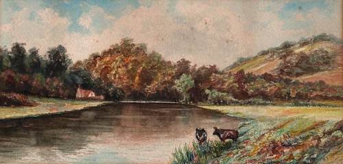 Cows next river - river, victorian