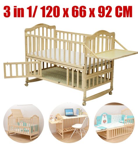 Wooden baby crib bedside cot - wooden,